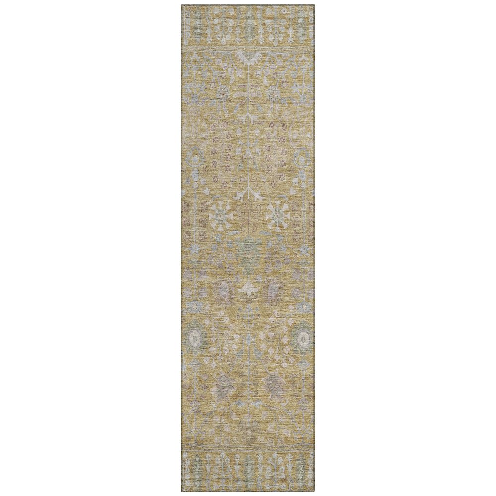 Machine Washable Indoor/Outdoor Chantille ACN2231 Gold 2'3" x 7'6" Runner Rug. Picture 1