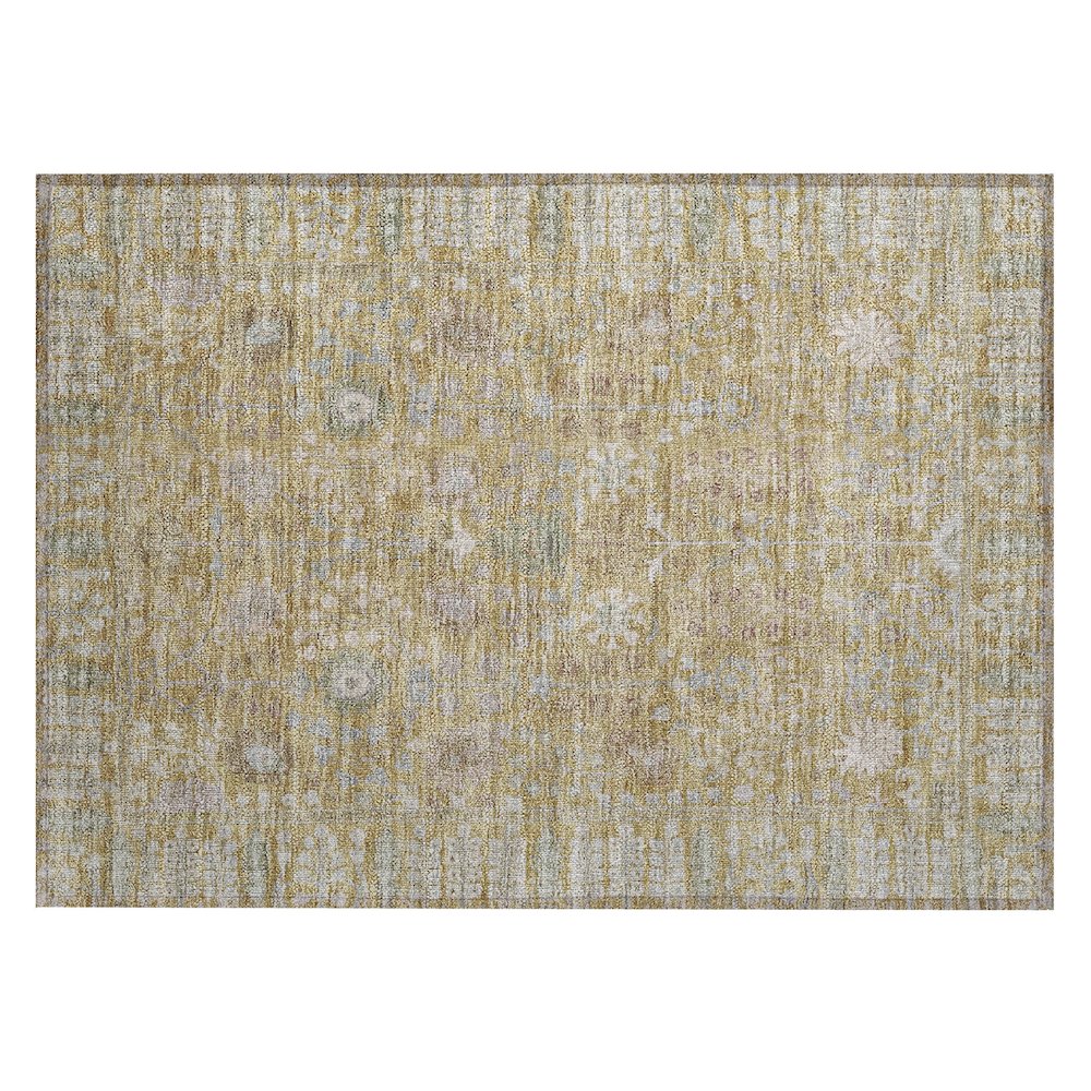 Machine Washable Indoor/Outdoor Chantille ACN2231 Gold 1'8" x 2'6" Rug. Picture 1