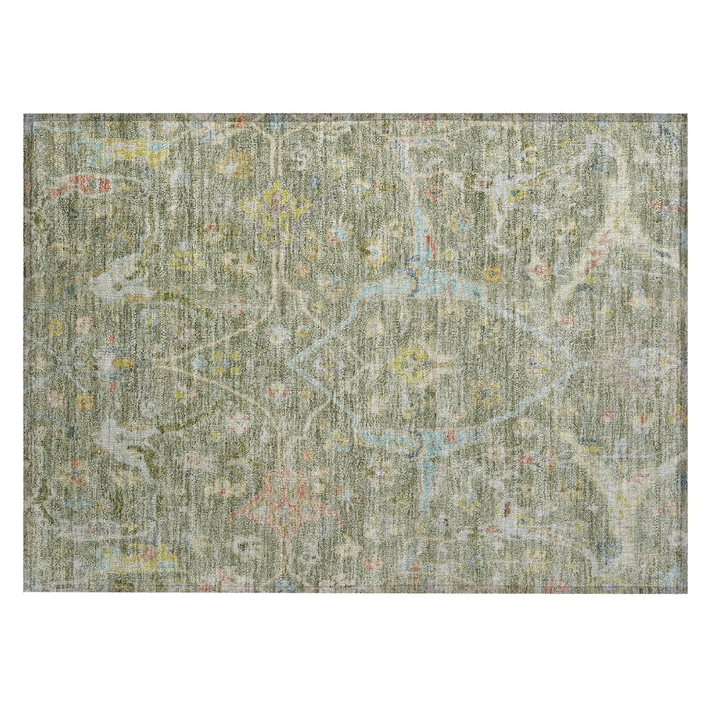 Machine Washable Indoor/Outdoor Chantille ACN2232 Green 1'8" x 2'6" Rug. Picture 1