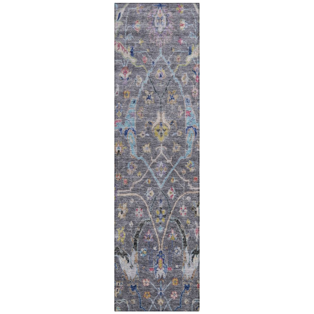 Machine Washable Indoor/Outdoor Chantille ACN2232 Gray 2'3" x 7'6" Runner Rug. Picture 1