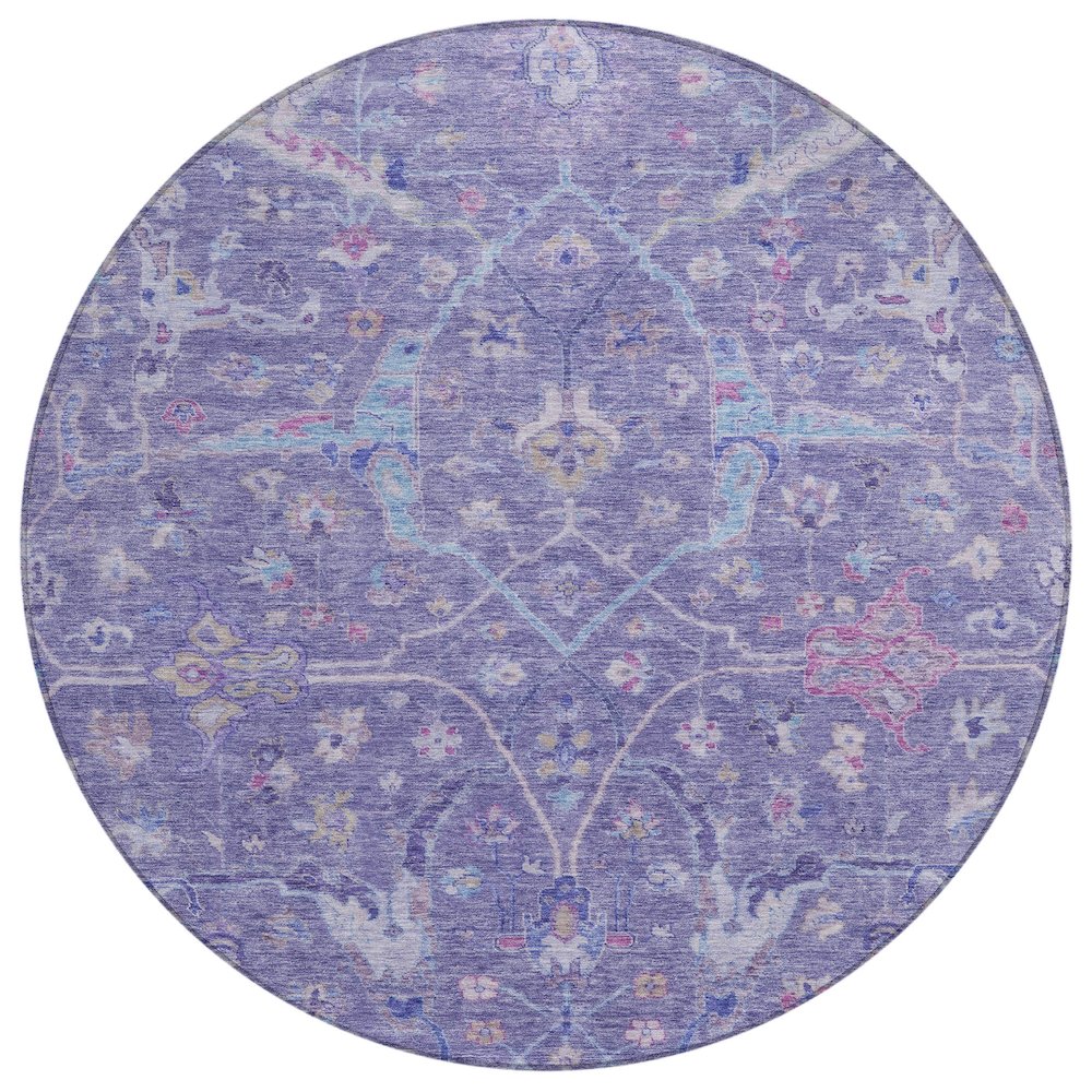 Machine Washable Indoor/Outdoor Chantille ACN2232 Purple 8' x 8' Round Rug. Picture 1