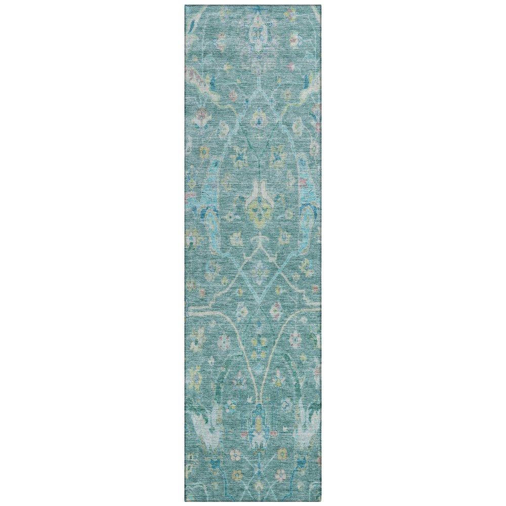 Machine Washable Indoor/Outdoor Chantille ACN2232 Teal 2'3" x 7'6" Runner Rug. Picture 1