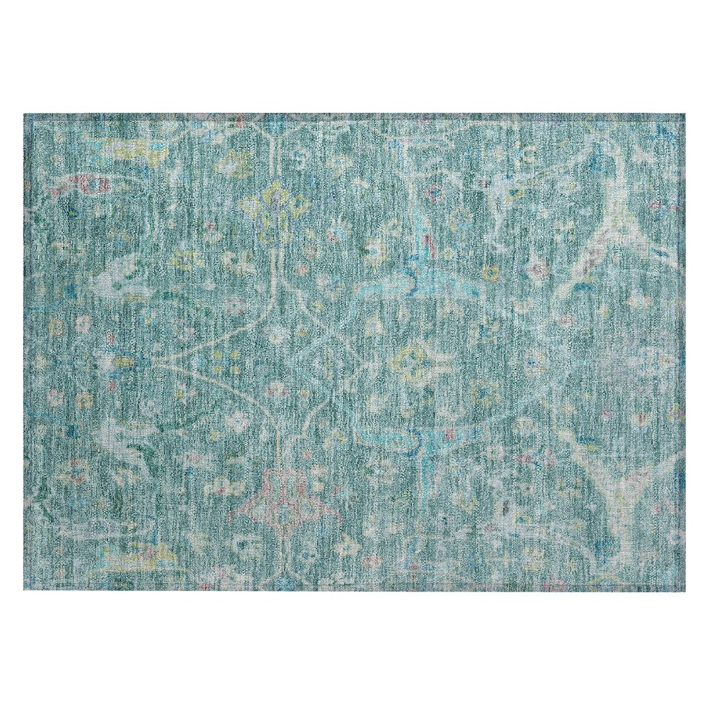 Machine Washable Indoor/Outdoor Chantille ACN2232 Teal 1'8" x 2'6" Rug. Picture 1