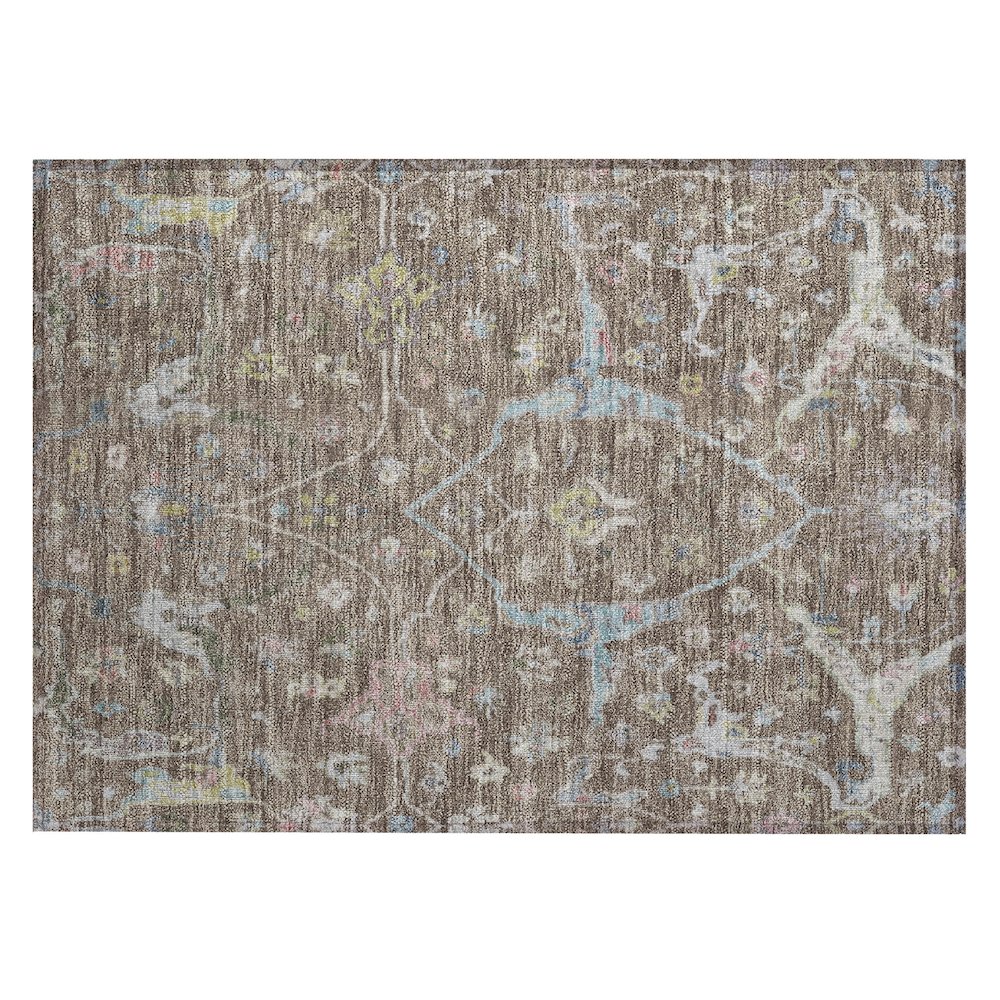 Machine Washable Indoor/Outdoor Chantille ACN2233 Brown 1'8" x 2'6" Rug. Picture 1