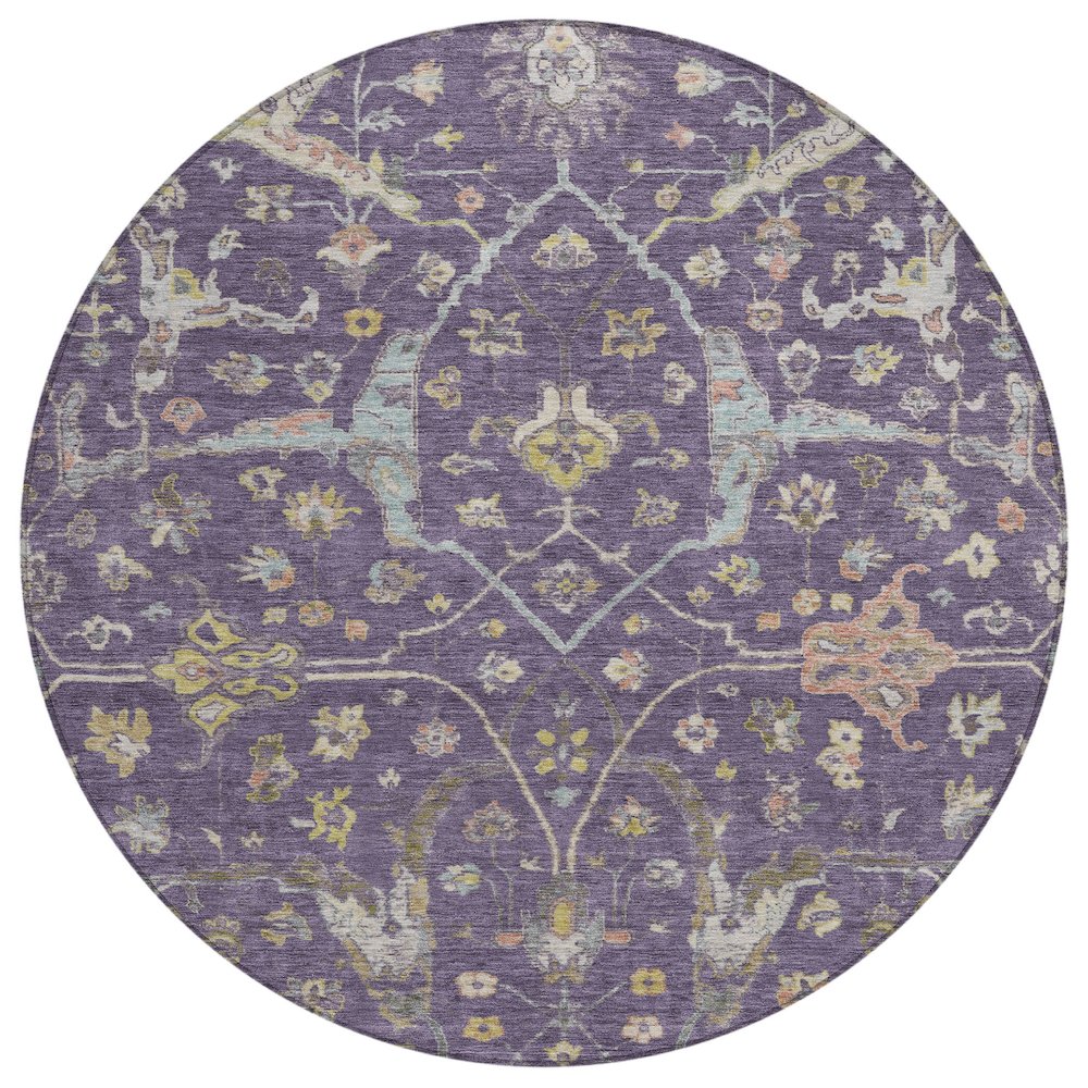Machine Washable Indoor/Outdoor Chantille ACN2233 Purple 8' x 8' Round Rug. Picture 1