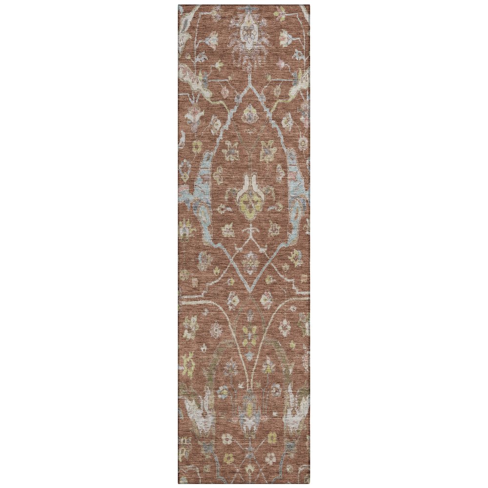 Machine Washable Indoor/Outdoor Chantille ACN2233 Orange 2'3" x 7'6" Runner Rug. Picture 1