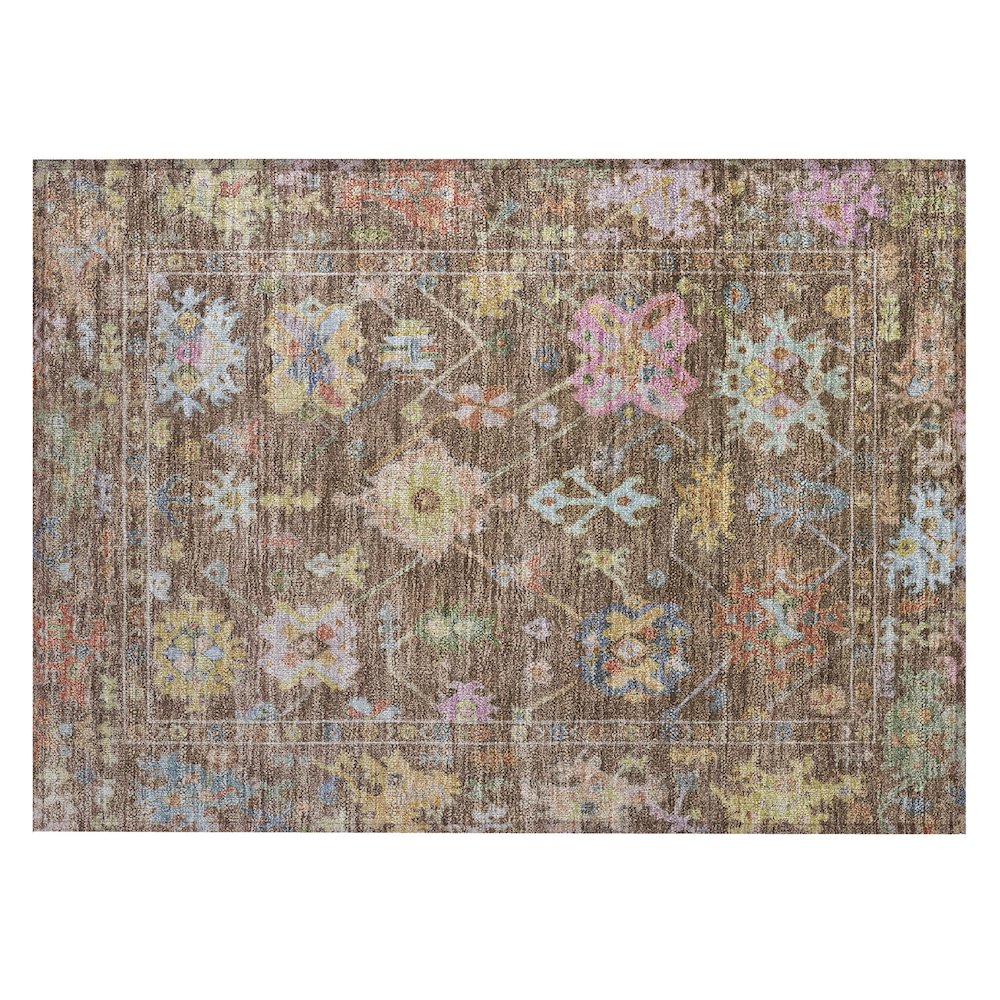 Machine Washable Indoor/Outdoor Chantille ACN2234 Brown 1'8" x 2'6" Rug. Picture 1