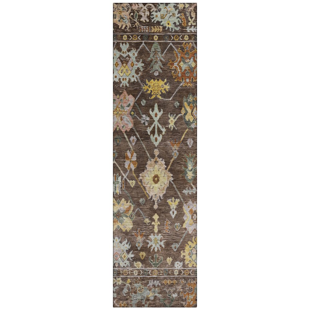 Machine Washable Indoor/Outdoor Chantille ACN2234 Brown 2'3" x 7'6" Runner Rug. Picture 1