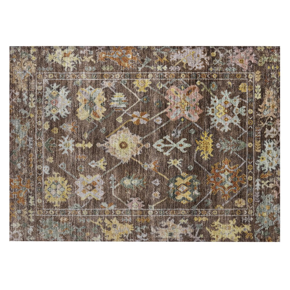 Machine Washable Indoor/Outdoor Chantille ACN2234 Brown 1'8" x 2'6" Rug. Picture 1