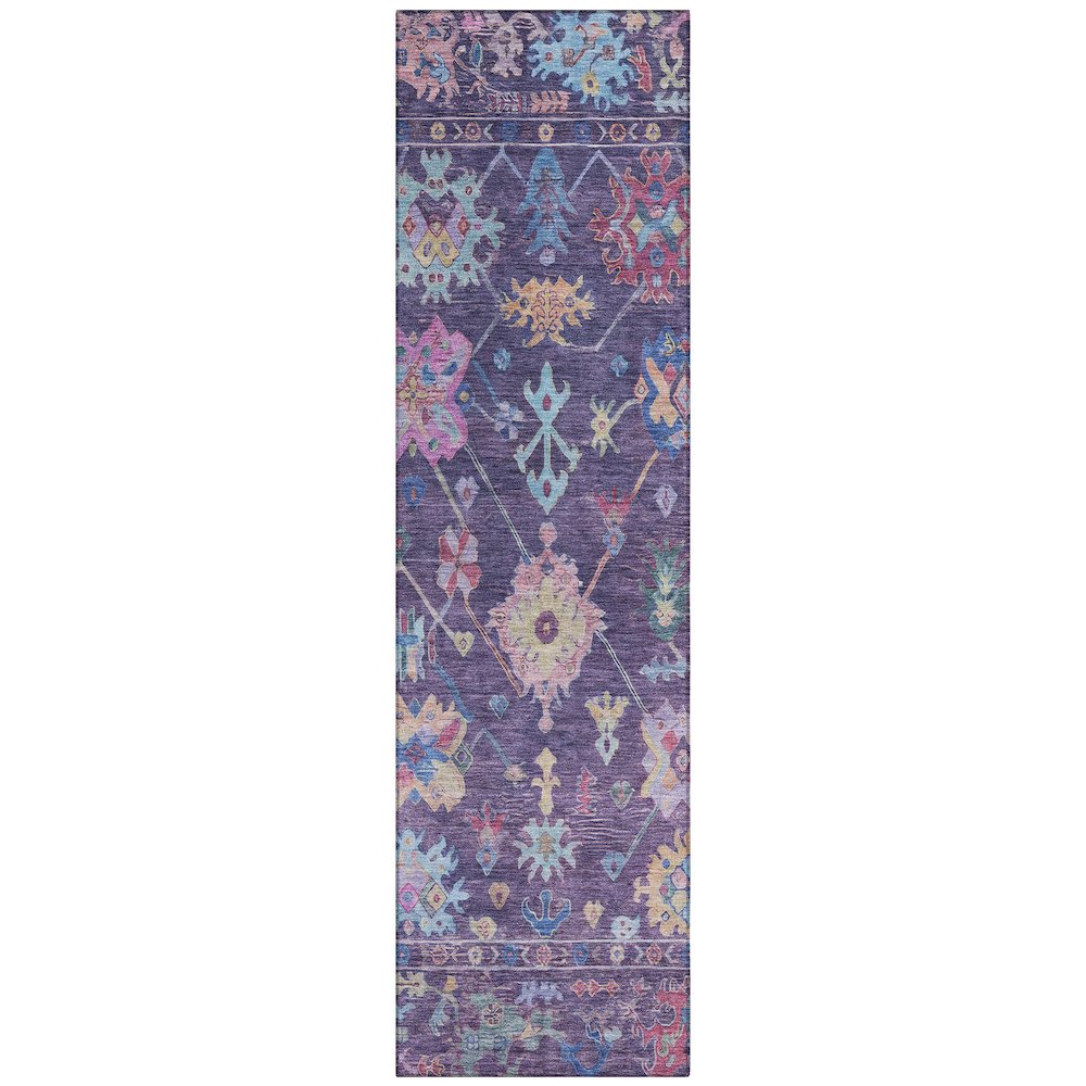 Machine Washable Indoor/Outdoor Chantille ACN2234 Purple 2'3" x 7'6" Runner Rug. Picture 1