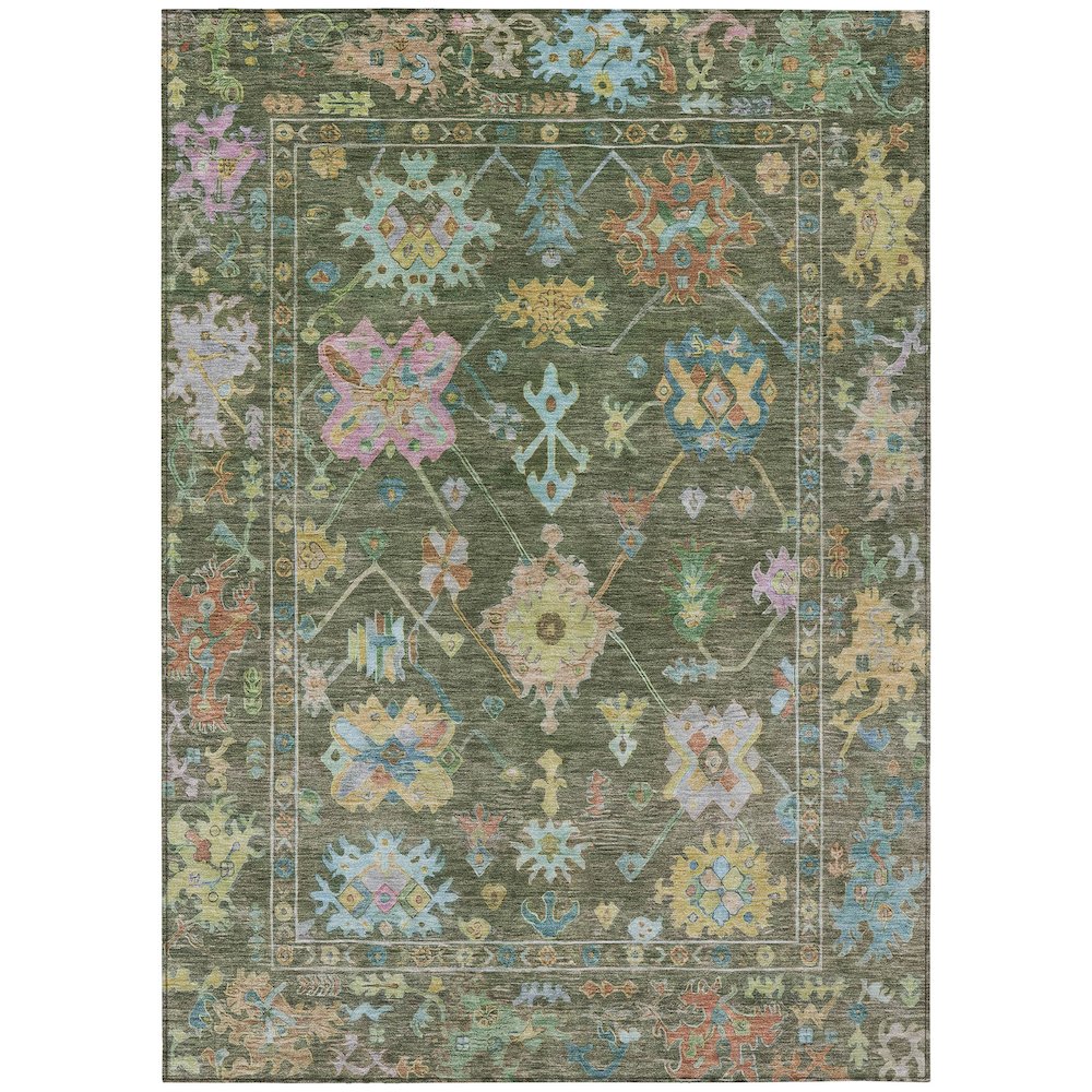 Machine Washable Indoor/Outdoor Chantille ACN2234 Green 2'6" x 3'10" Rug. Picture 1
