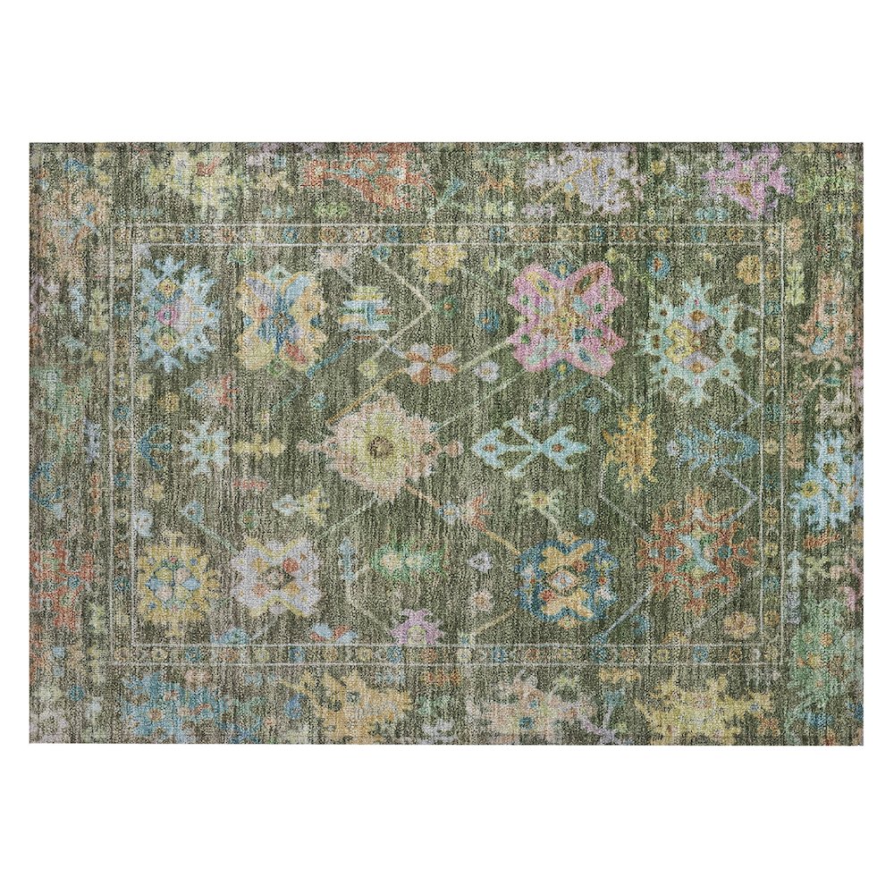 Machine Washable Indoor/Outdoor Chantille ACN2234 Green 1'8" x 2'6" Rug. Picture 1