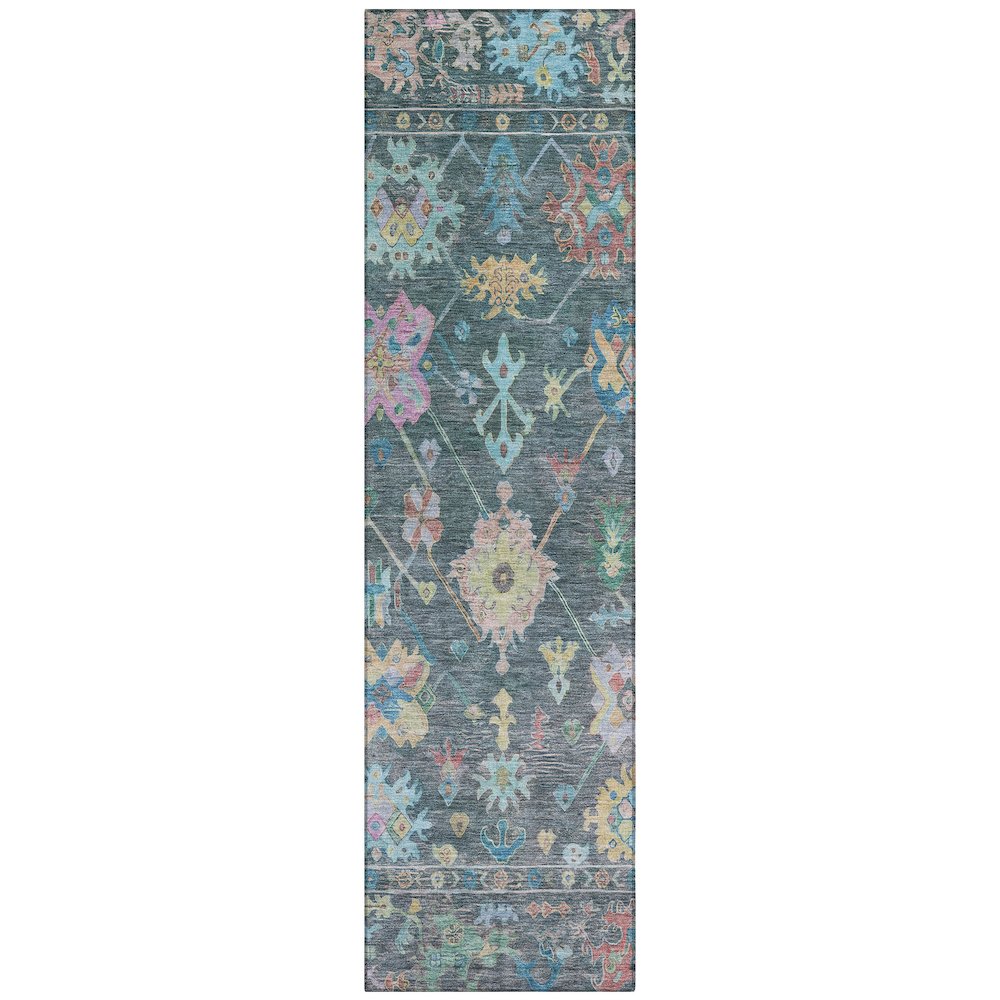 Machine Washable Indoor/Outdoor Chantille ACN2234 Teal 2'3" x 7'6" Runner Rug. Picture 1
