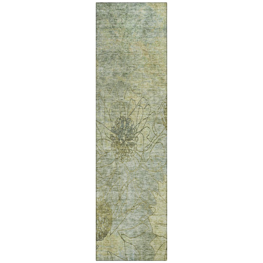 Machine Washable Indoor/Outdoor Chantille ACN2235 Green 2'3" x 7'6" Runner Rug. Picture 1