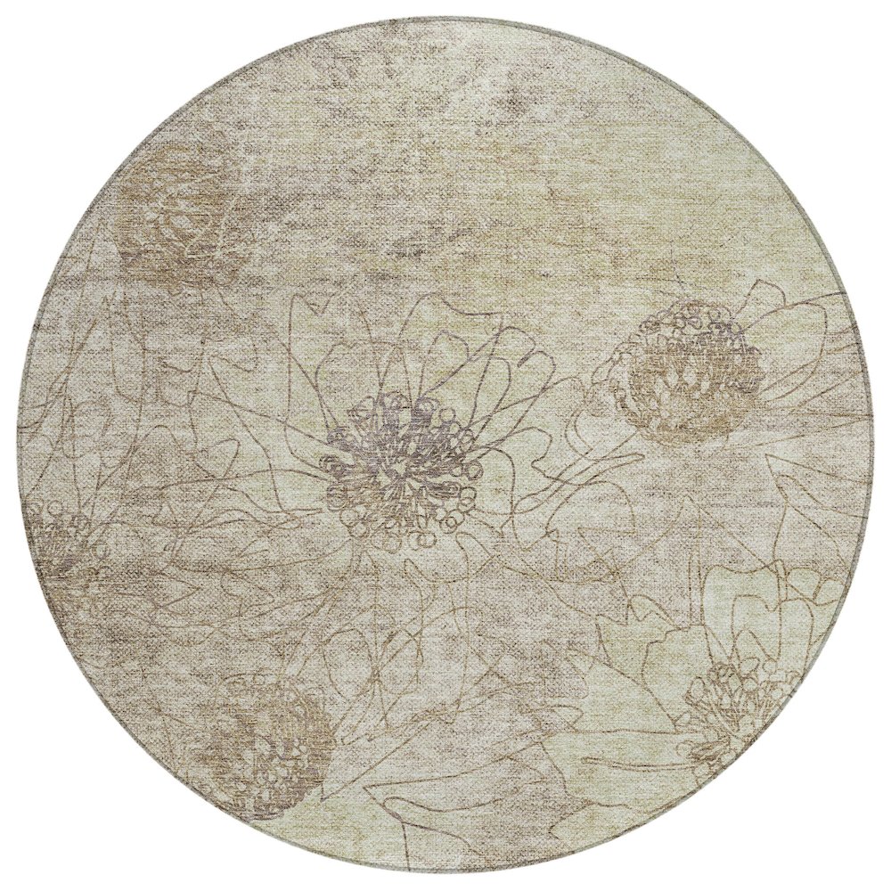 Machine Washable Indoor/Outdoor Chantille ACN2235 Brown 8' x 8' Round Rug. Picture 1
