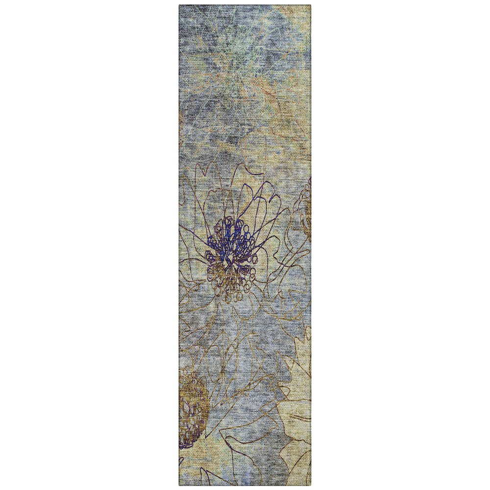 Machine Washable Indoor/Outdoor Chantille ACN2235 Blue 2'3" x 7'6" Runner Rug. Picture 1
