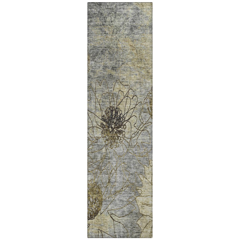 Machine Washable Indoor/Outdoor Chantille ACN2235 Gray 2'3" x 7'6" Runner Rug. Picture 1
