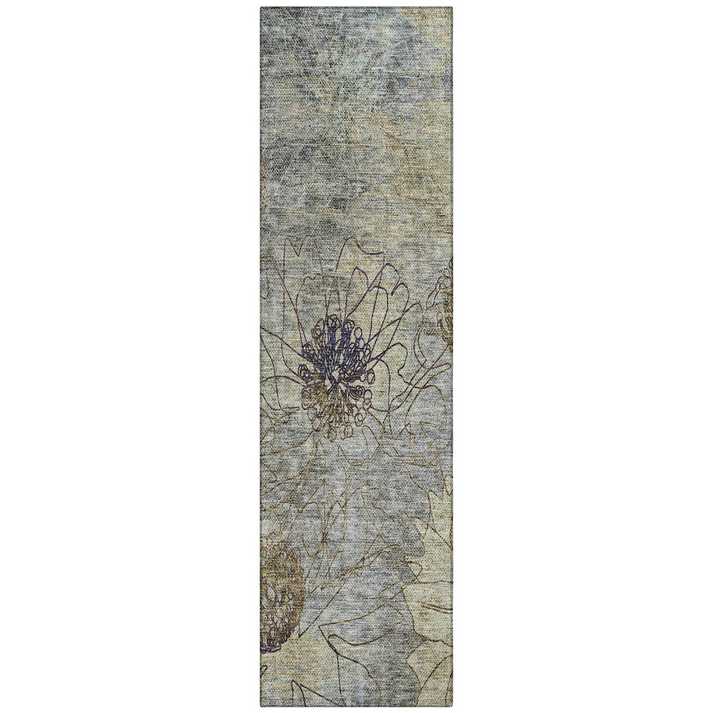 Machine Washable Indoor/Outdoor Chantille ACN2235 Gray 2'3" x 7'6" Runner Rug. Picture 1
