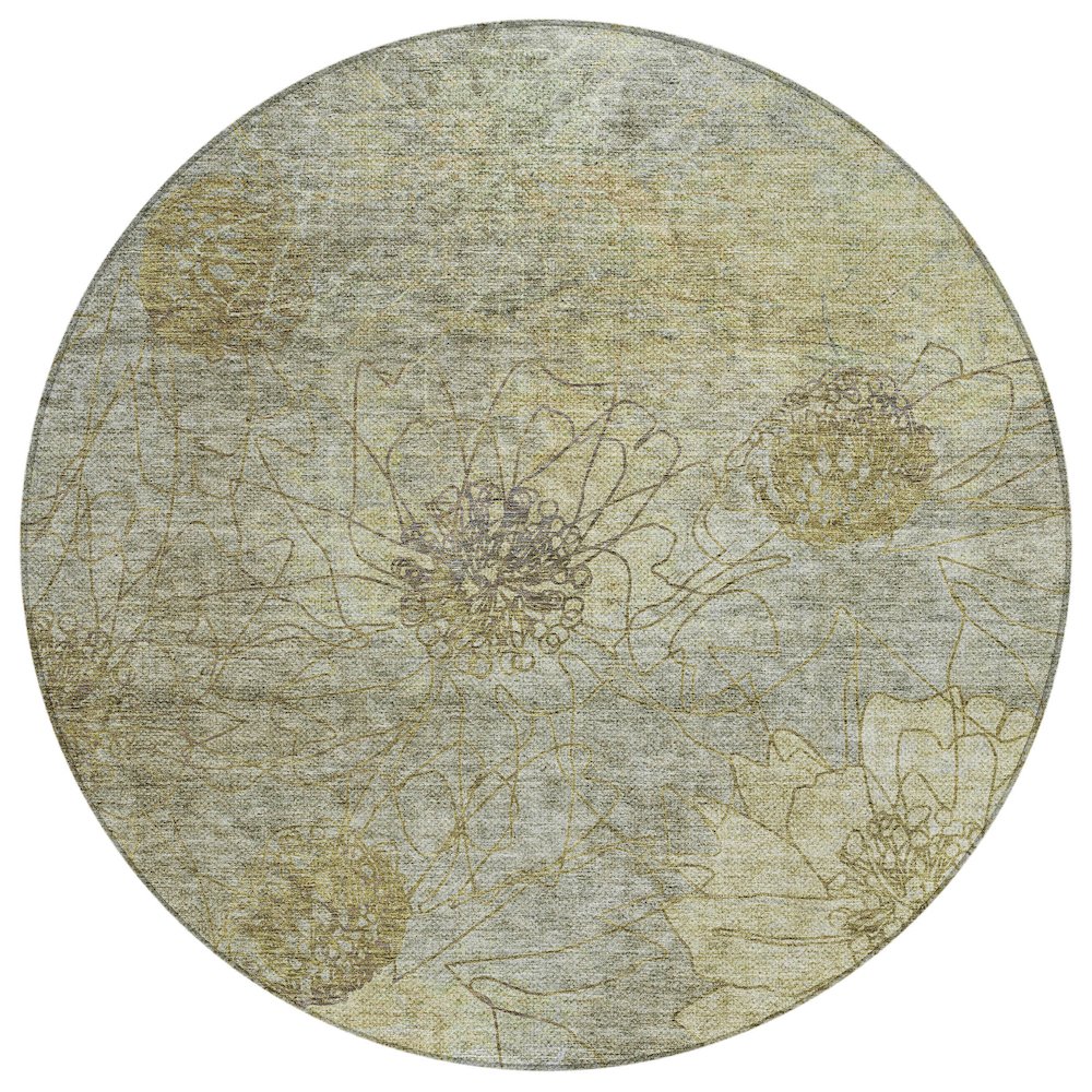 Machine Washable Indoor/Outdoor Chantille ACN2235 Brown 8' x 8' Round Rug. Picture 1