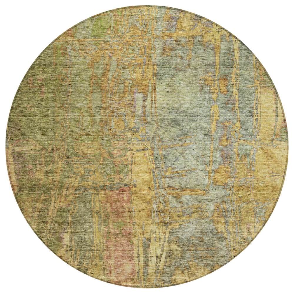Machine Washable Indoor/Outdoor Chantille ACN2236 Green 8' x 8' Round Rug. Picture 1
