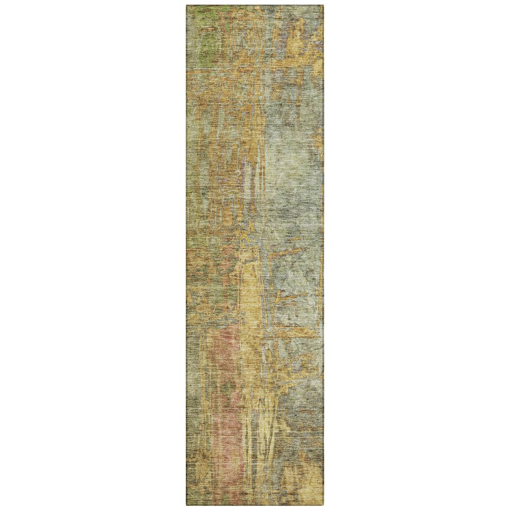 Machine Washable Indoor/Outdoor Chantille ACN2236 Green 2'3" x 7'6" Runner Rug. Picture 1