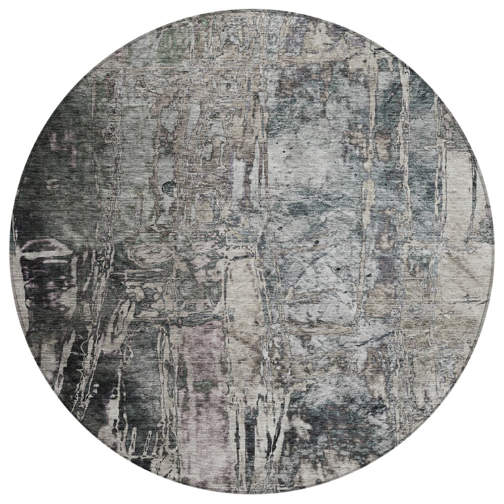 Machine Washable Indoor/Outdoor Chantille ACN2236 Gray 8' x 8' Round Rug. Picture 1