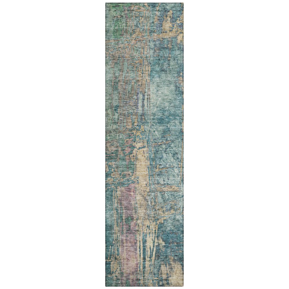 Machine Washable Indoor/Outdoor Chantille ACN2236 Teal 2'3" x 7'6" Runner Rug. Picture 1