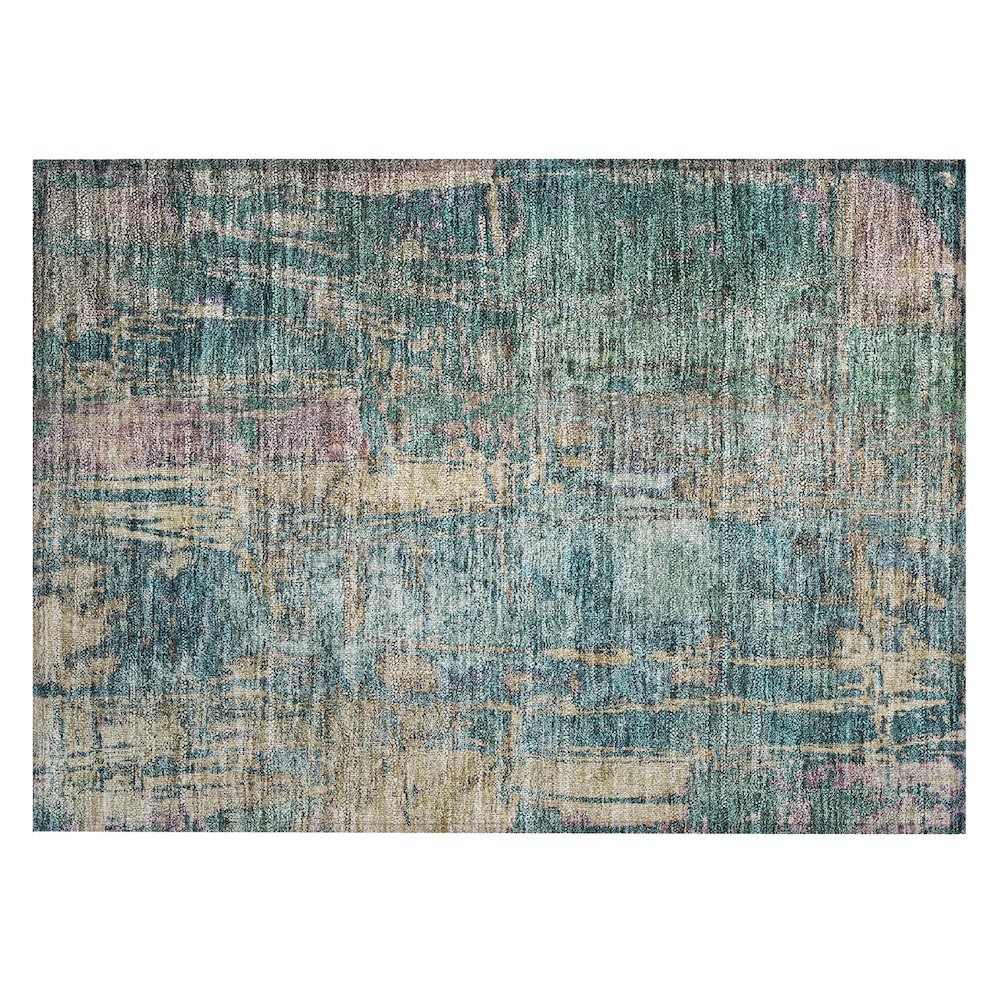 Machine Washable Indoor/Outdoor Chantille ACN2236 Teal 1'8" x 2'6" Rug. Picture 1