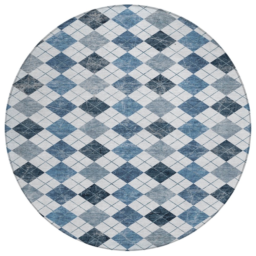 Machine Washable Indoor/Outdoor Chantille ACN2237 Blue 8' x 8' Round Rug. Picture 1