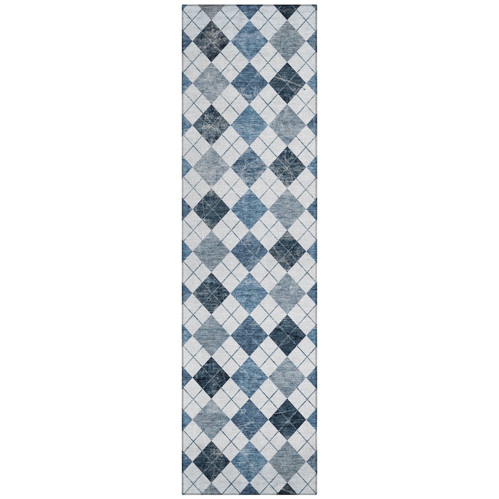 Machine Washable Indoor/Outdoor Chantille ACN2237 Blue 2'3" x 7'6" Runner Rug. Picture 1