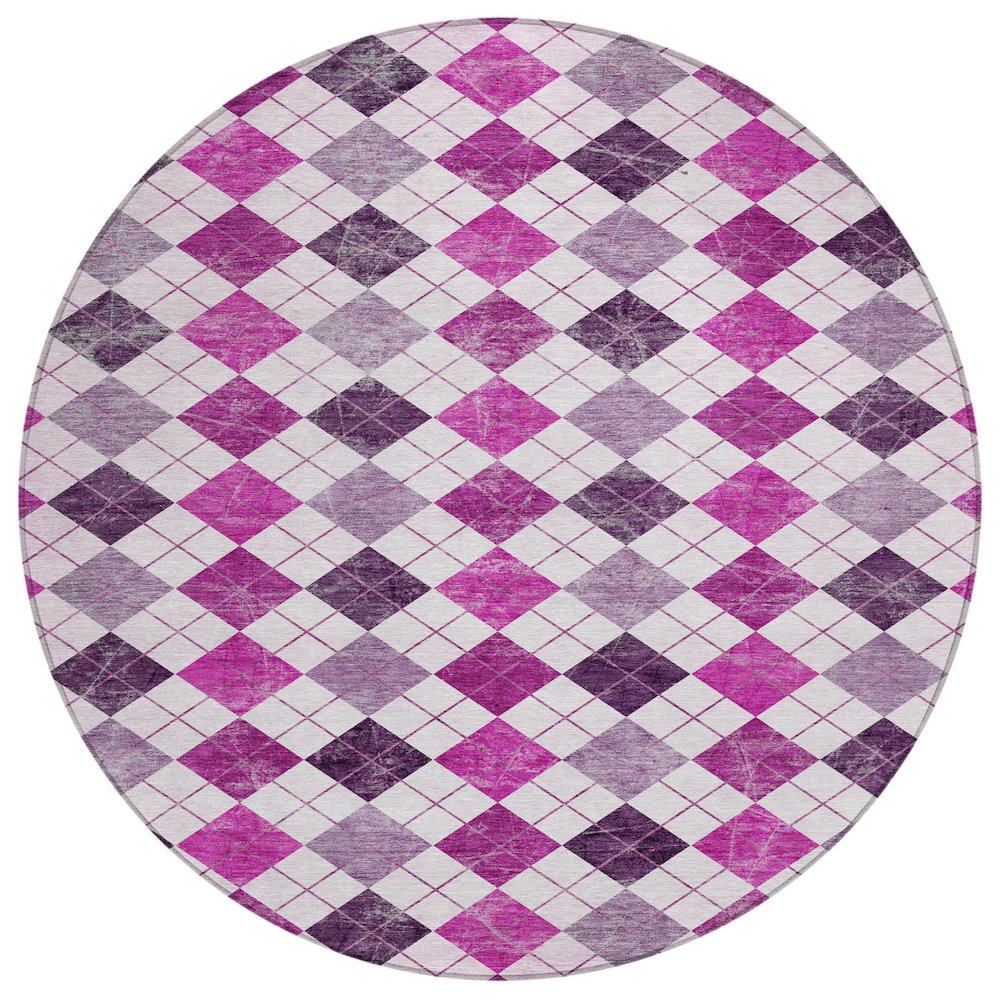 Machine Washable Indoor/Outdoor Chantille ACN2237 Pink 8' x 8' Round Rug. Picture 1