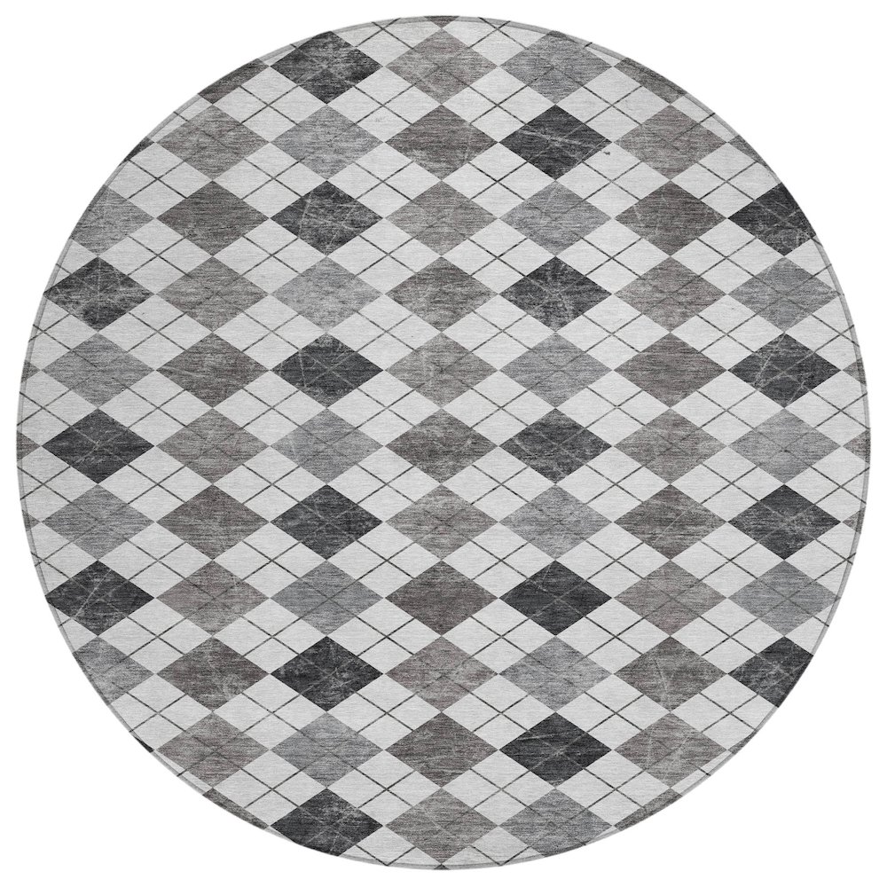 Machine Washable Indoor/Outdoor Chantille ACN2237 Gray 8' x 8' Round Rug. Picture 1