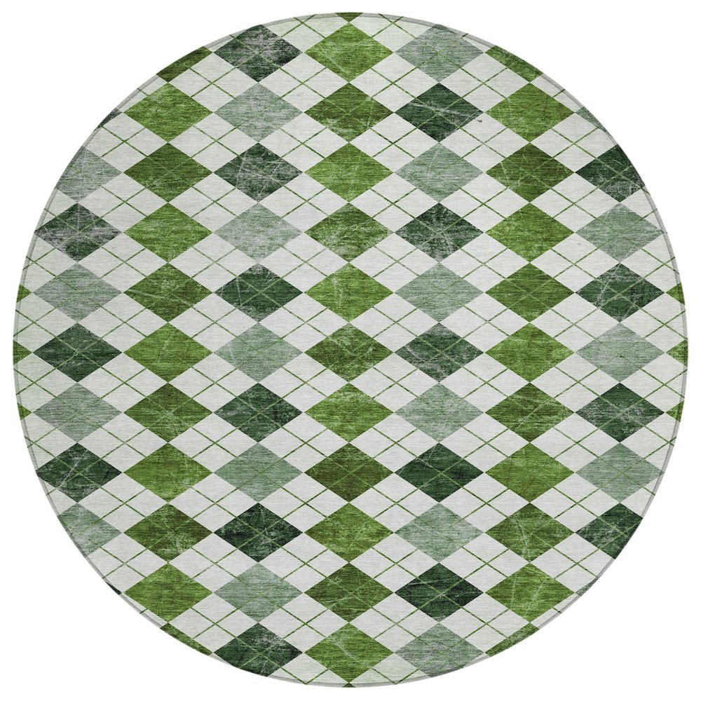 Machine Washable Indoor/Outdoor Chantille ACN2237 Green 8' x 8' Round Rug. Picture 1