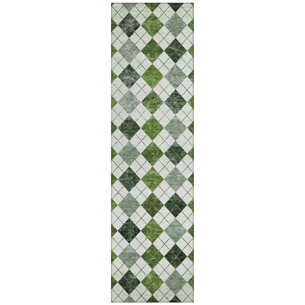 Machine Washable Indoor/Outdoor Chantille ACN2237 Green 2'3" x 7'6" Runner Rug. Picture 1