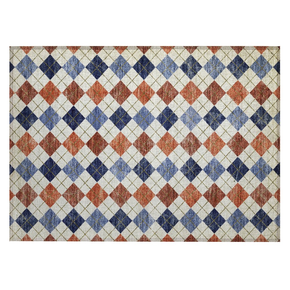 Machine Washable Indoor/Outdoor Chantille ACN2237 Orange 1'8" x 2'6" Rug. Picture 1