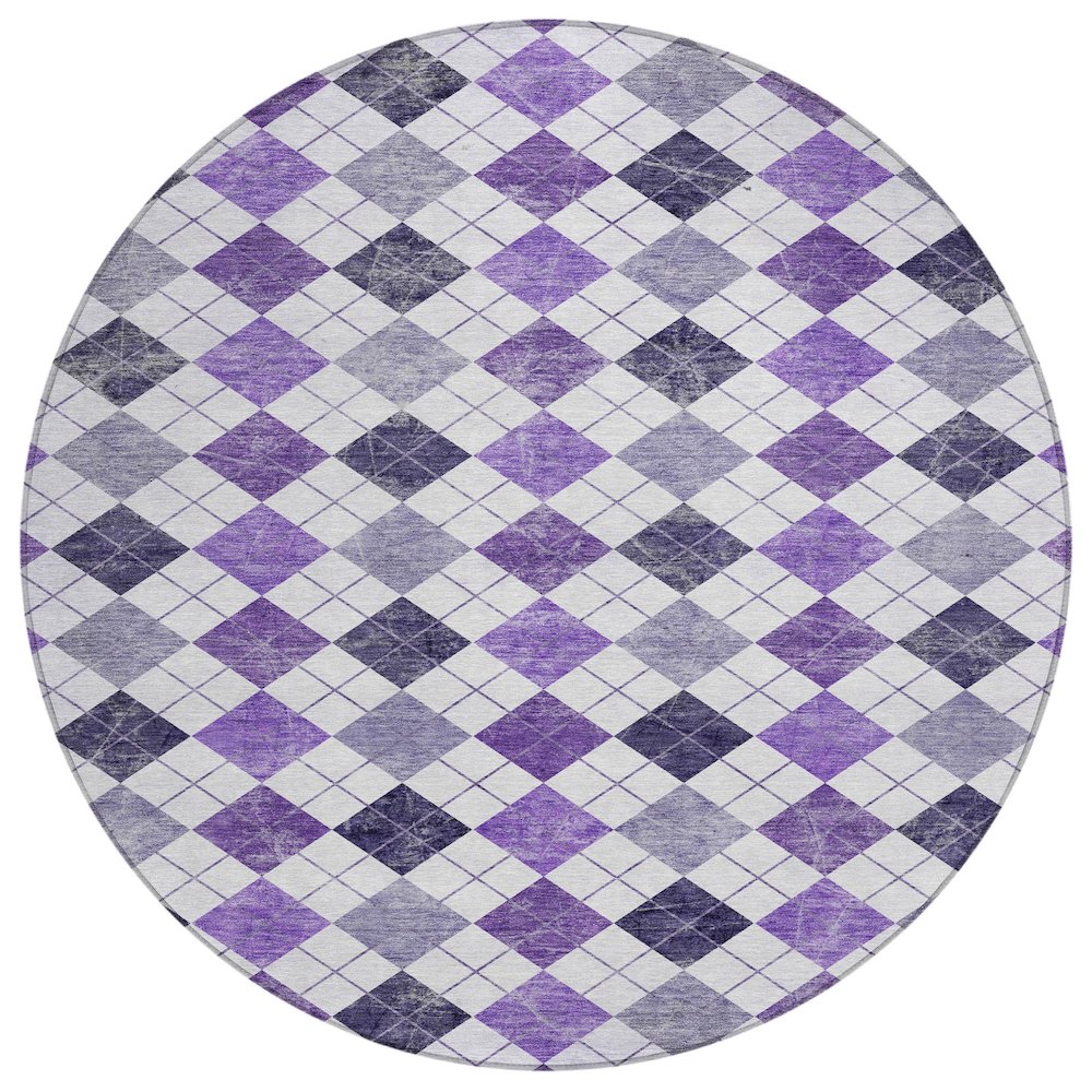 Machine Washable Indoor/Outdoor Chantille ACN2237 Purple 8' x 8' Round Rug. Picture 1