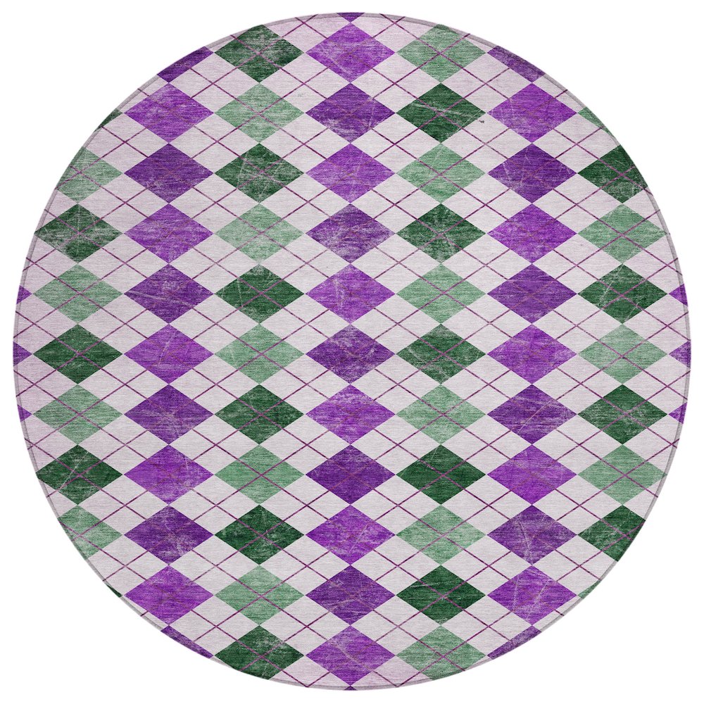 Machine Washable Indoor/Outdoor Chantille ACN2237 Purple 8' x 8' Round Rug. Picture 1