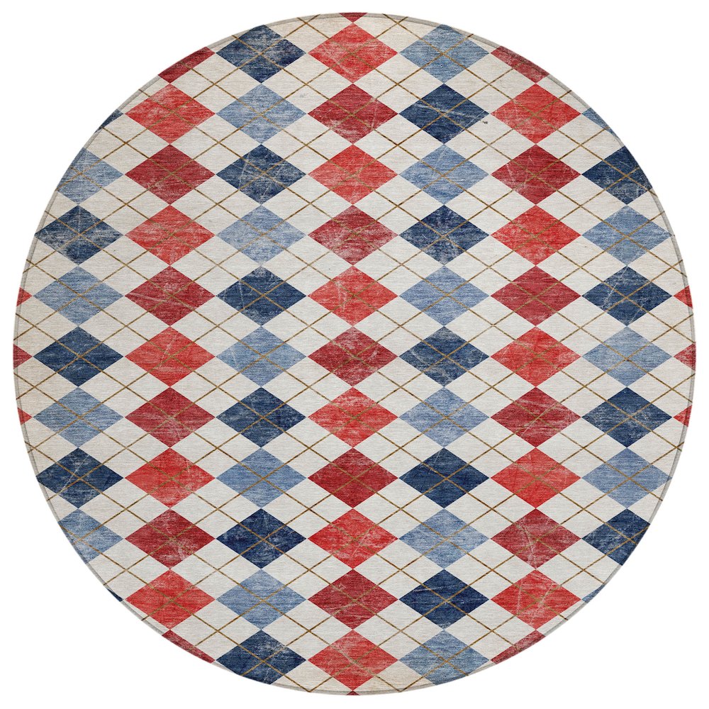 Machine Washable Indoor/Outdoor Chantille ACN2237 Red 8' x 8' Round Rug. Picture 1