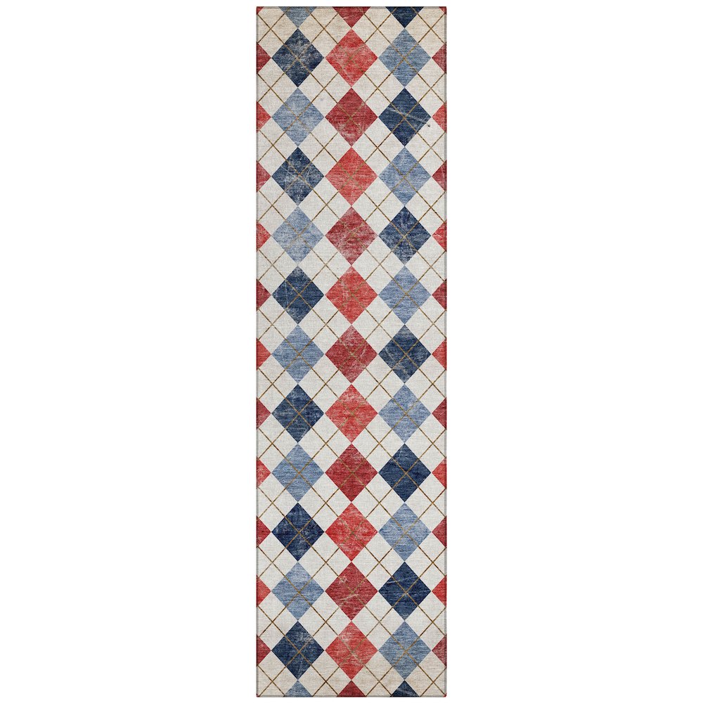 Machine Washable Indoor/Outdoor Chantille ACN2237 Red 2'3" x 7'6" Runner Rug. Picture 1