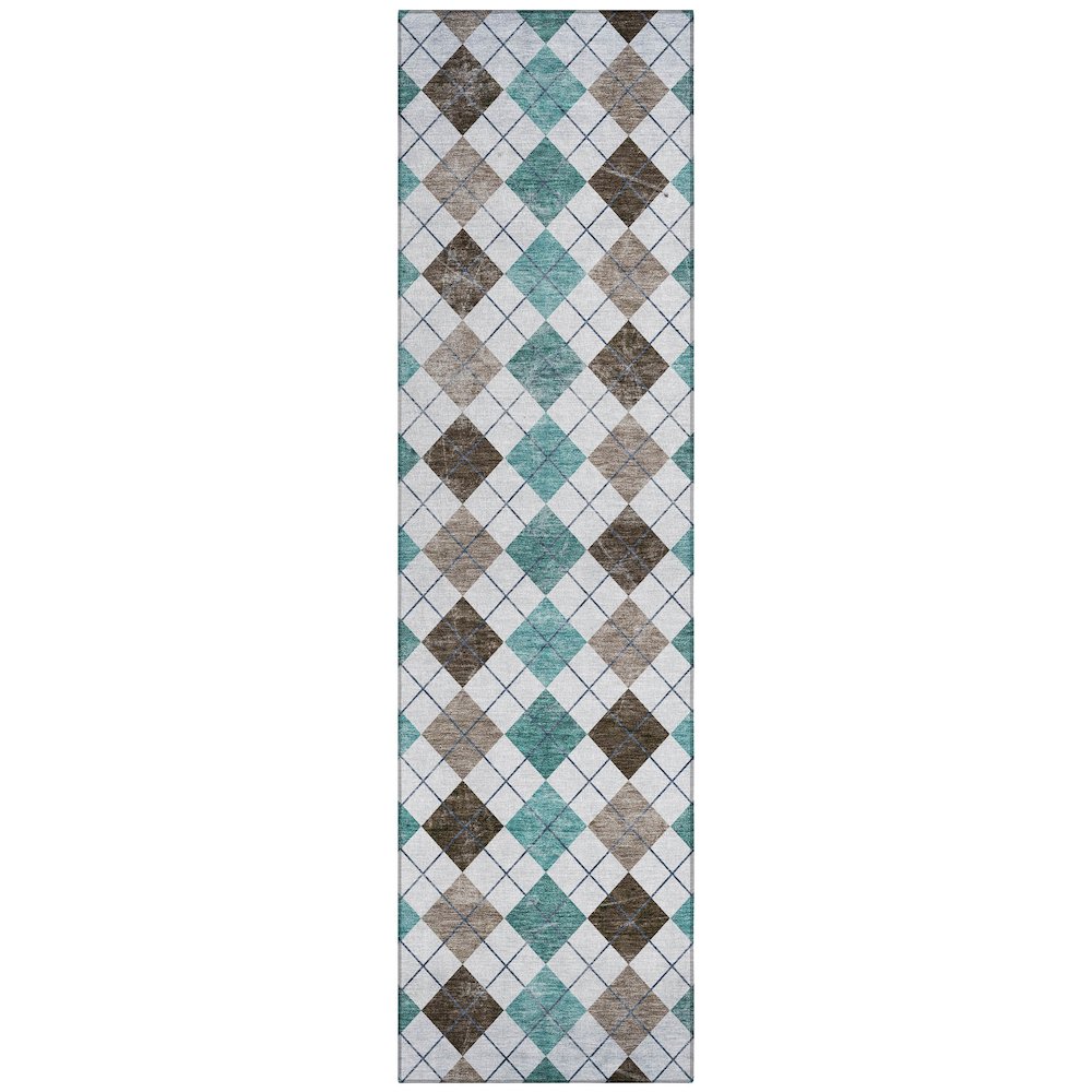 Machine Washable Indoor/Outdoor Chantille ACN2237 Teal 2'3" x 7'6" Runner Rug. Picture 1
