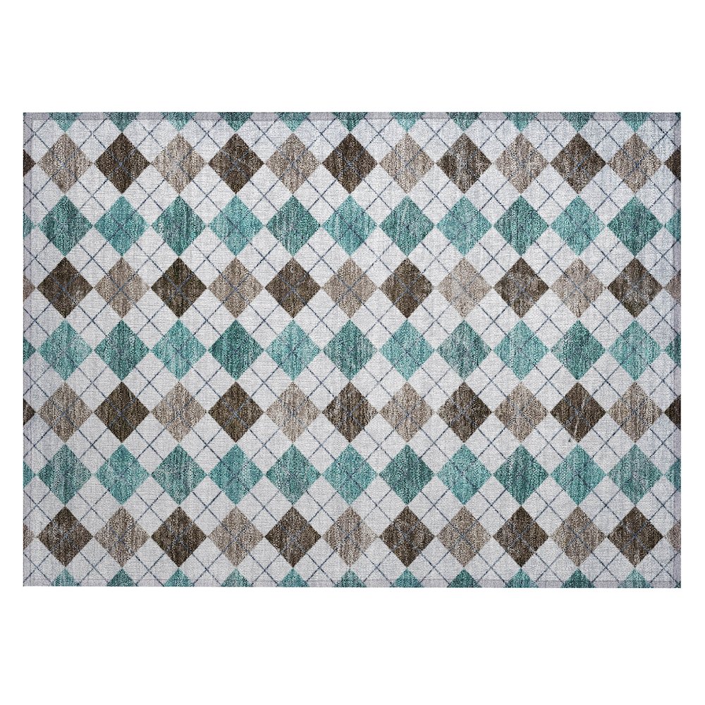 Machine Washable Indoor/Outdoor Chantille ACN2237 Teal 1'8" x 2'6" Rug. Picture 1