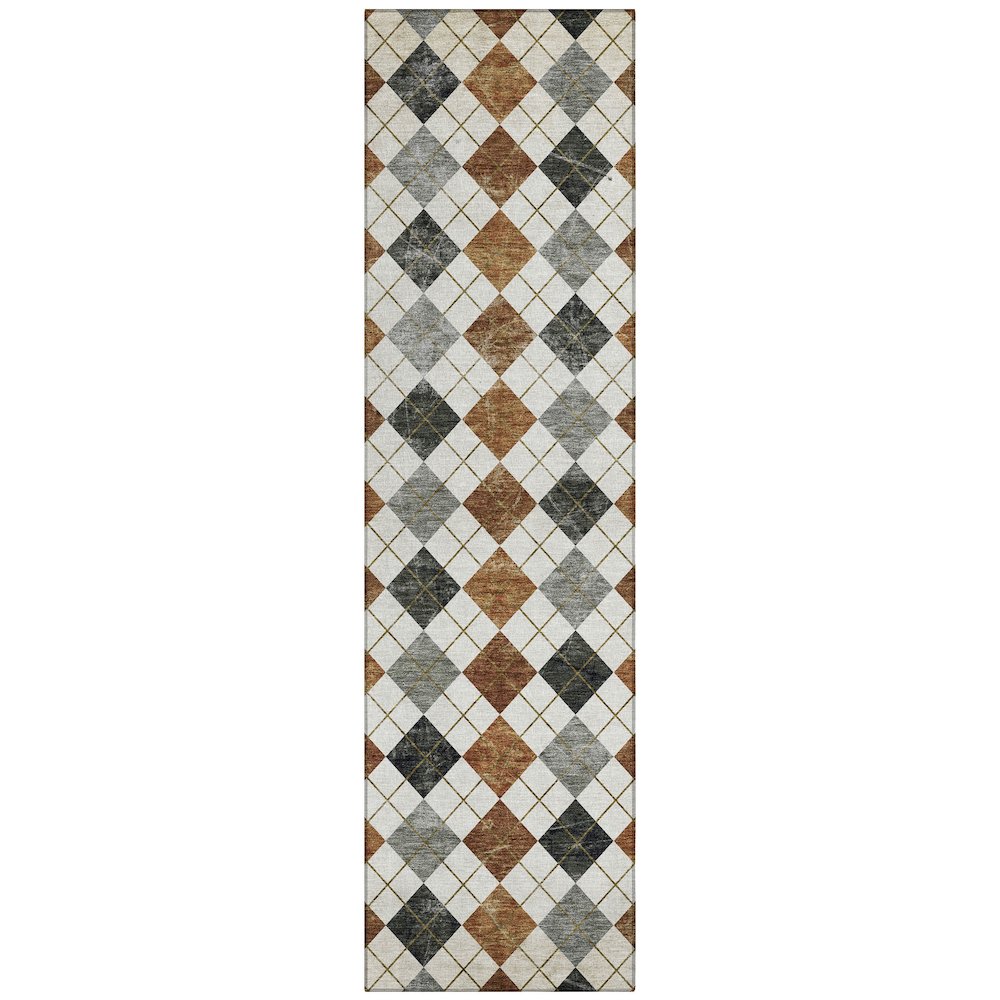 Machine Washable Indoor/Outdoor Chantille ACN2237 Orange 2'3" x 7'6" Runner Rug. Picture 1