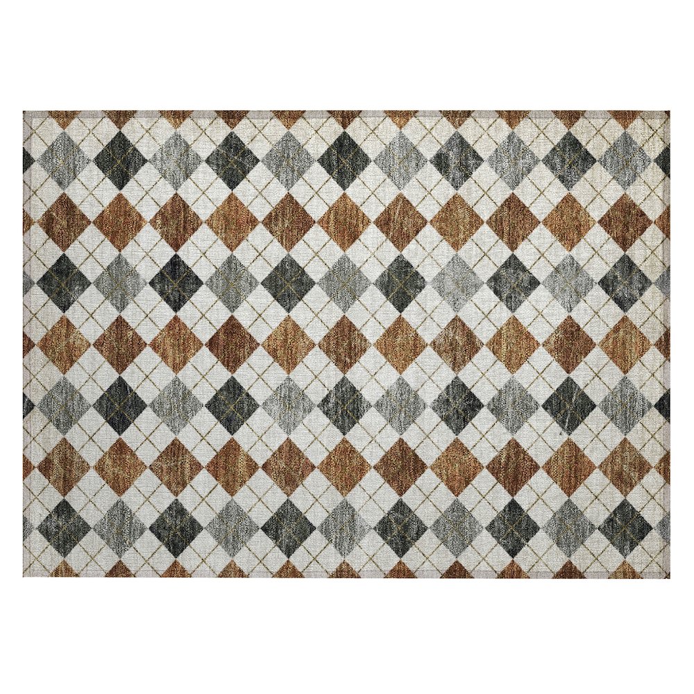 Machine Washable Indoor/Outdoor Chantille ACN2237 Orange 1'8" x 2'6" Rug. Picture 1