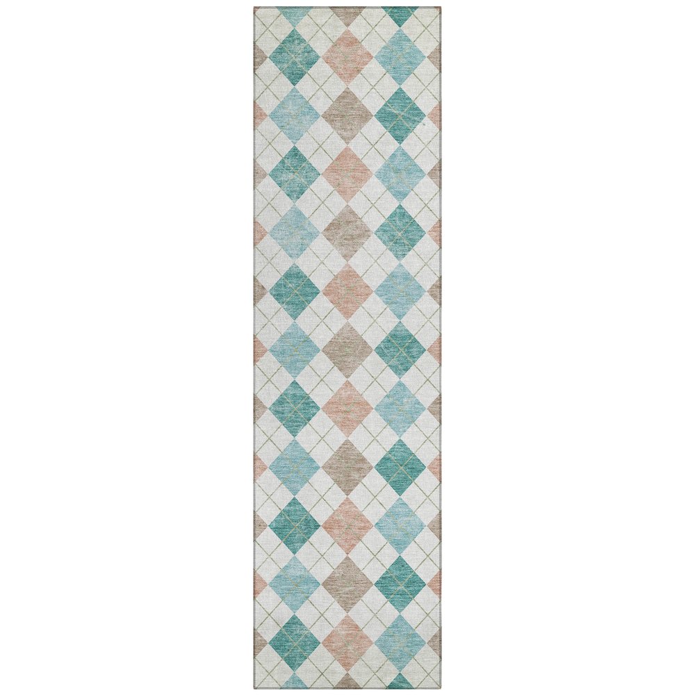 Machine Washable Indoor/Outdoor Chantille ACN2238 Teal 2'3" x 7'6" Runner Rug. Picture 1