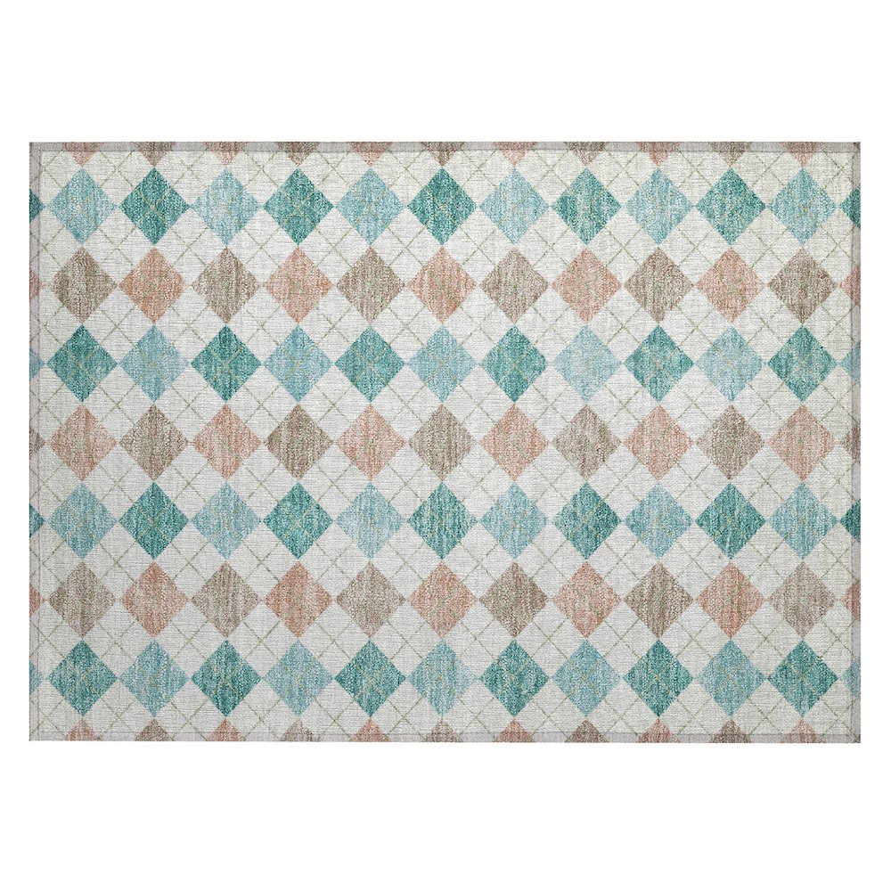 Machine Washable Indoor/Outdoor Chantille ACN2238 Teal 1'8" x 2'6" Rug. Picture 1