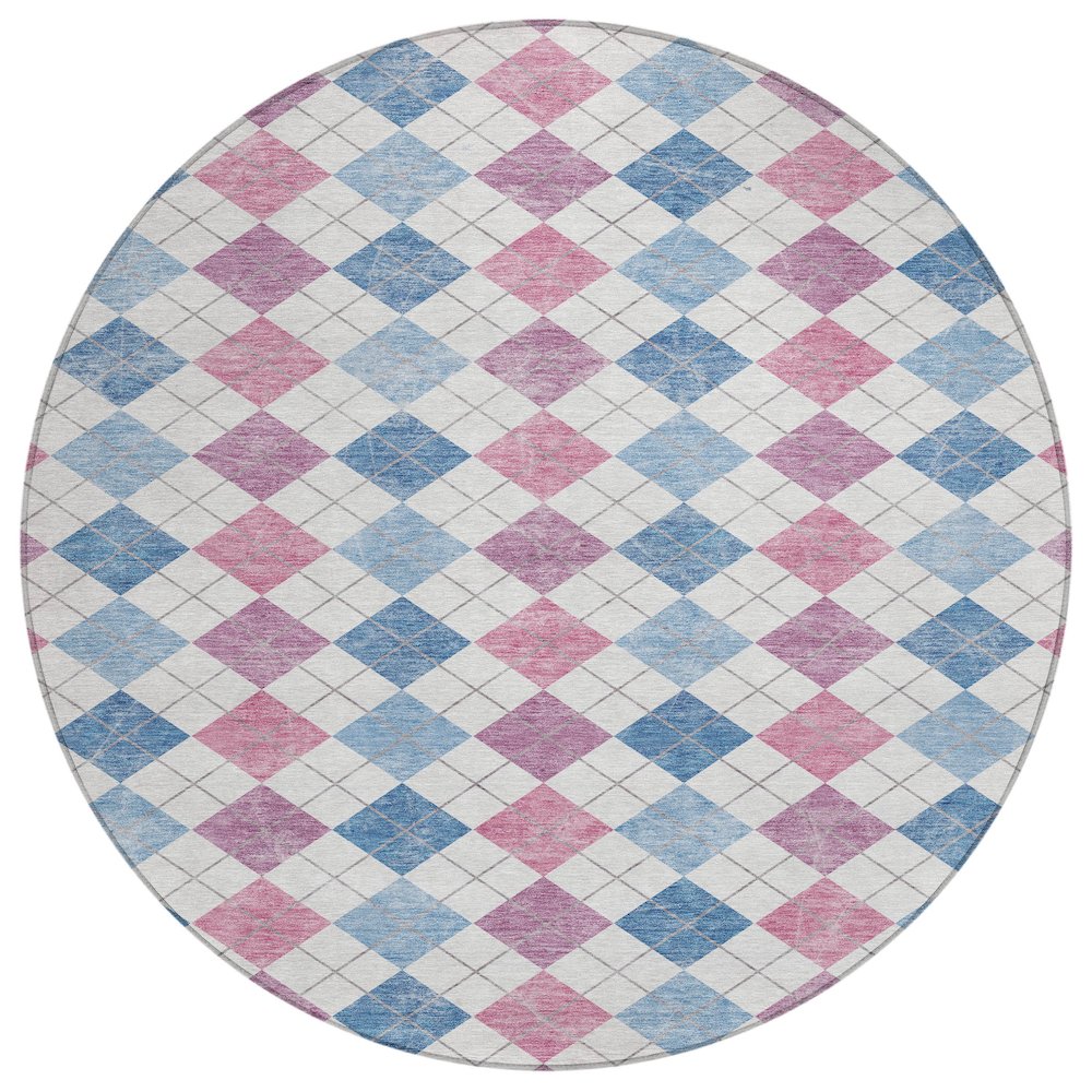 Machine Washable Indoor/Outdoor Chantille ACN2238 Blue 8' x 8' Round Rug. Picture 1
