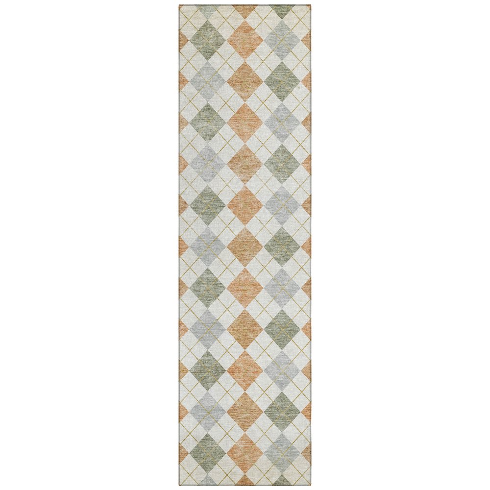 Machine Washable Indoor/Outdoor Chantille ACN2238 Orange 2'3" x 7'6" Runner Rug. Picture 1