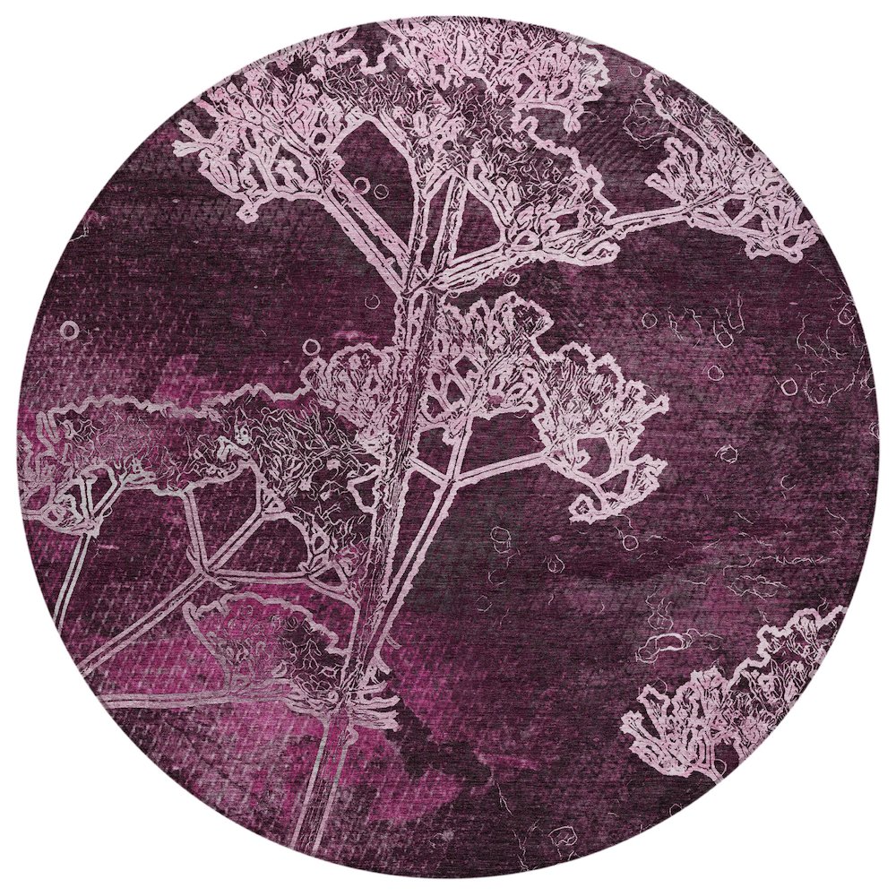Machine Washable Indoor/Outdoor Chantille ACN2239 Purple 8' x 8' Round Rug. Picture 1