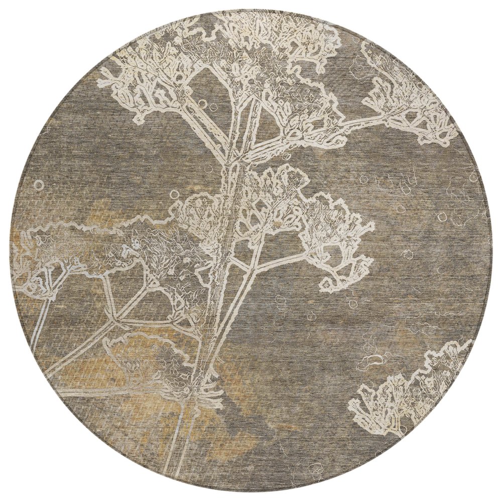 Machine Washable Indoor/Outdoor Chantille ACN2239 Brown 8' x 8' Round Rug. Picture 1