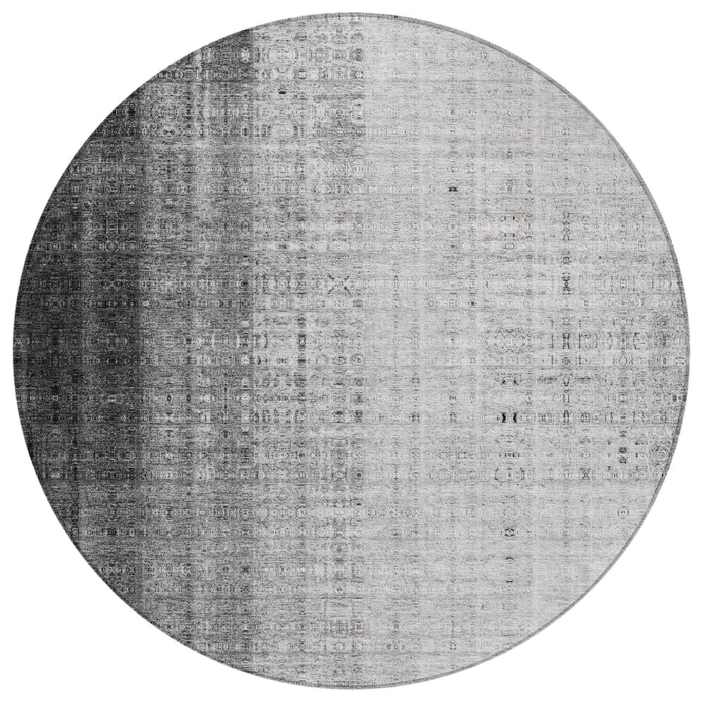 Machine Washable Indoor/Outdoor Chantille ACN2240 Gray 8' x 8' Round Rug. Picture 1